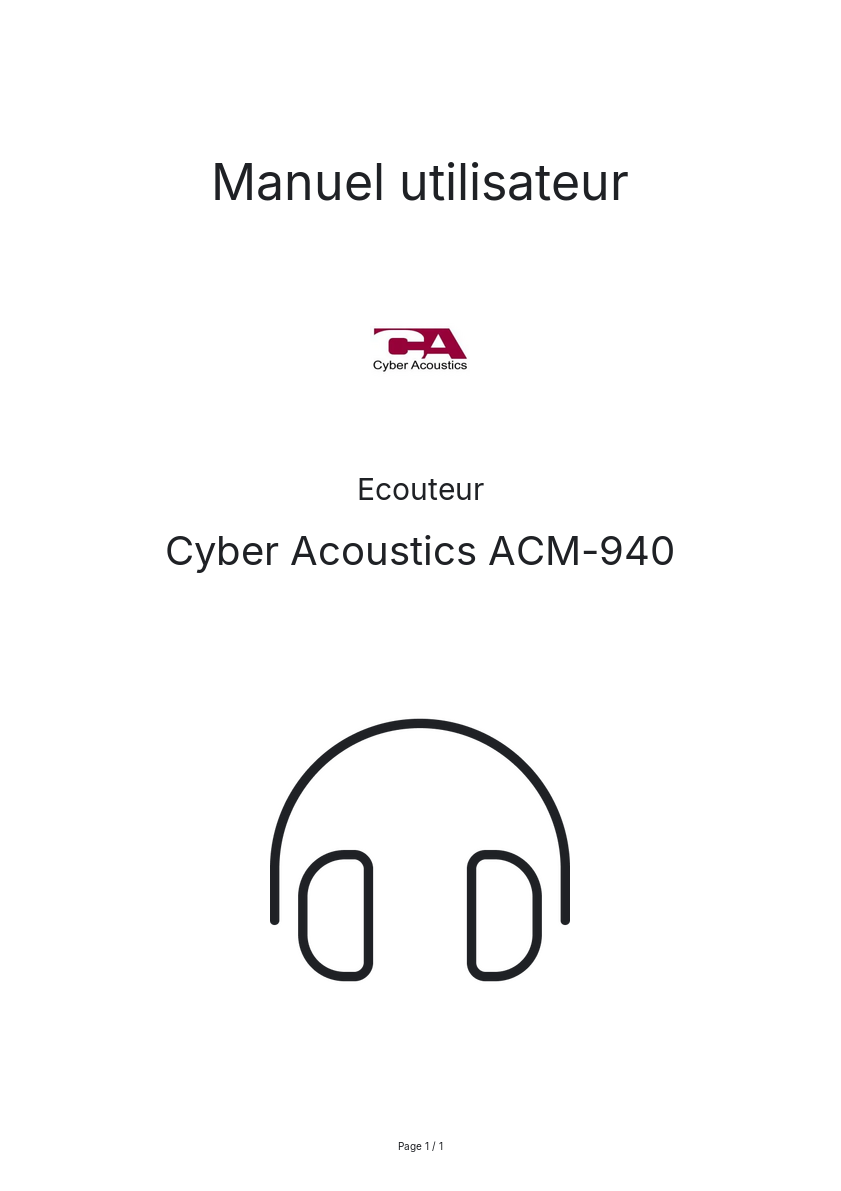 Image de la première page du manuel de l'appareil ACM-940