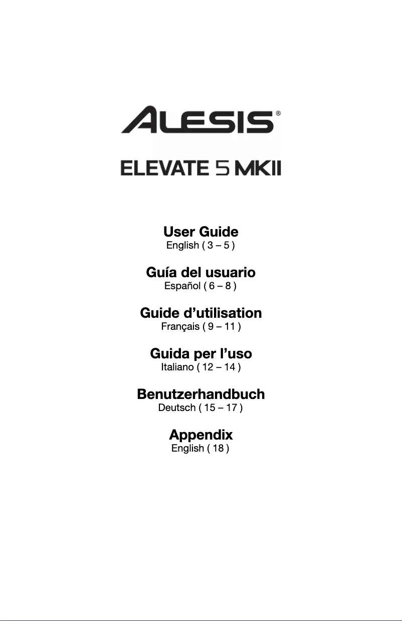 Page n°1 - Manuel utilisateur Alesis Elevate 5 MKII