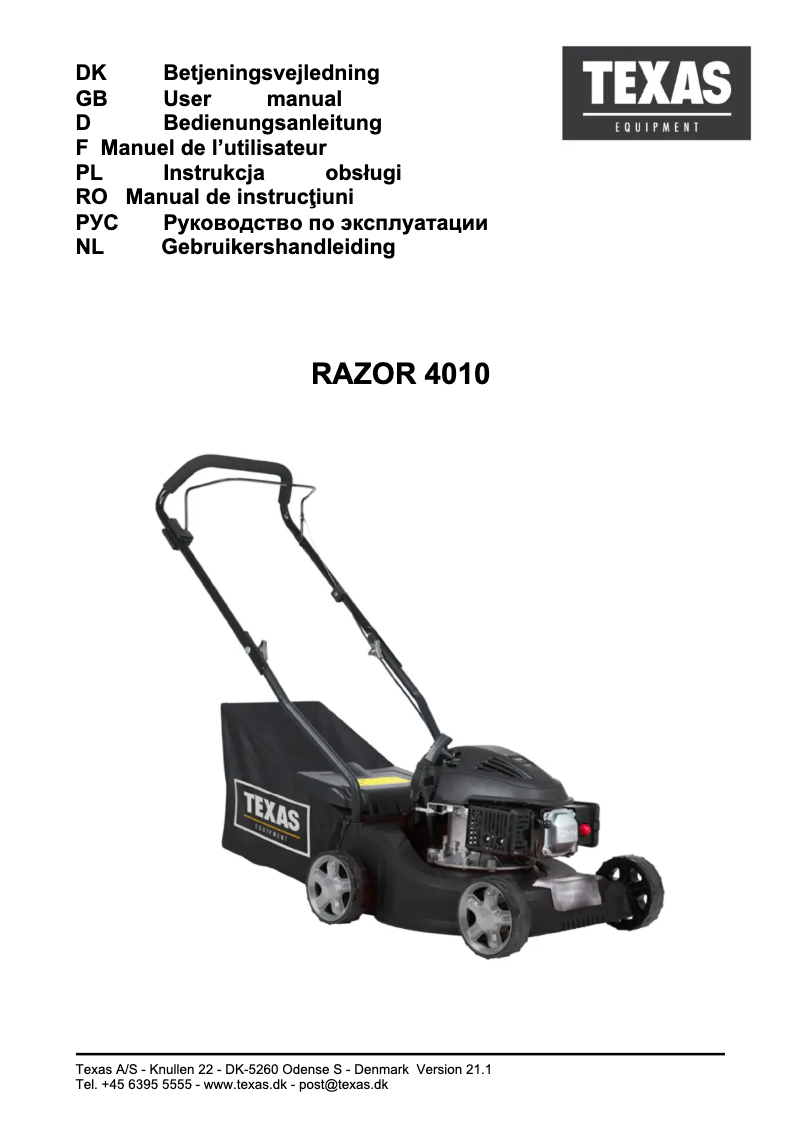 Page n°1 - Manuel utilisateur Texas Razor 4010