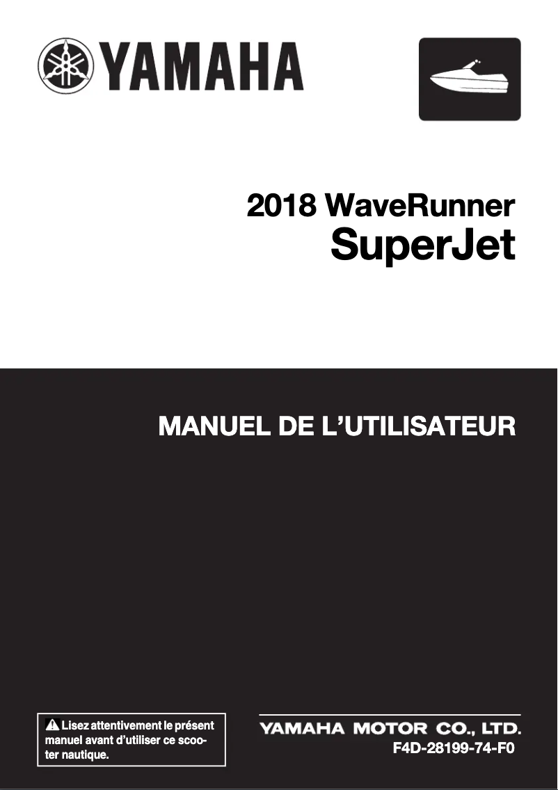 Page n°1 - Manuel utilisateur Yamaha WaveRunner SuperJet (2018)