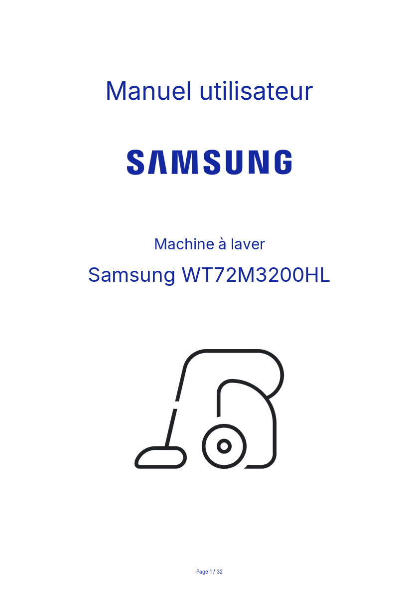 Page n°1 - Manuel utilisateur Samsung WT72M3200HL