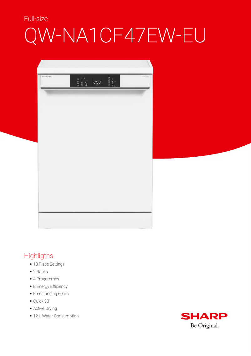 Page 1 de la notice Fiche technique Sharp QW-NA1CF47EW