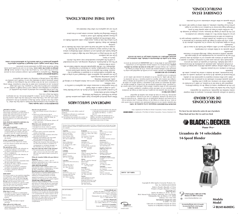 Image de la première page du manuel de l'appareil BLM14600DG