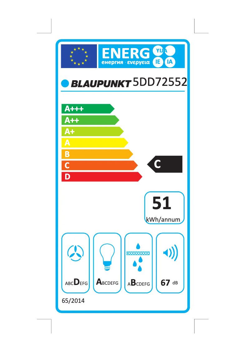 Page 1 de la notice Label énergétique Blaupunkt 5DD72552