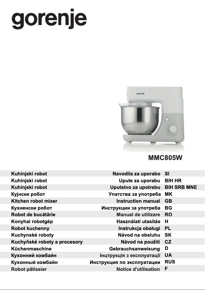 Page n°1 - Manuel utilisateur Gorenje MMC805W