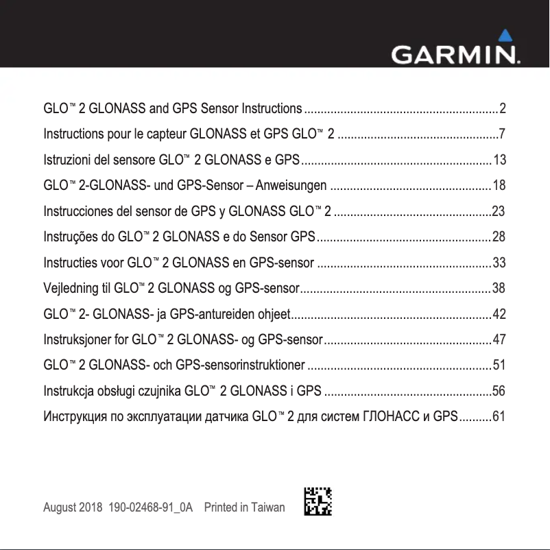 Page 1 de la notice Manuel utilisateur Garmin GLO 2