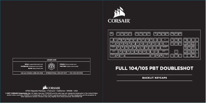 Page 1 de la notice Manuel utilisateur Corsair Gaming PBT