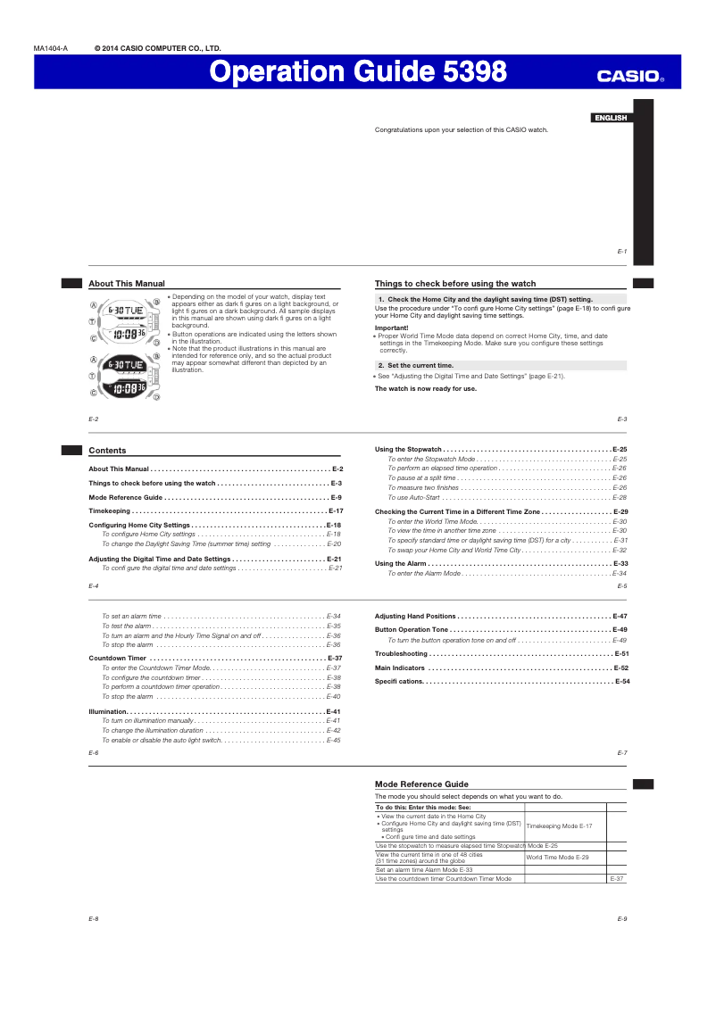 Page 1 de la notice Manuel utilisateur Casio G-Shock GA-400CC-2AER