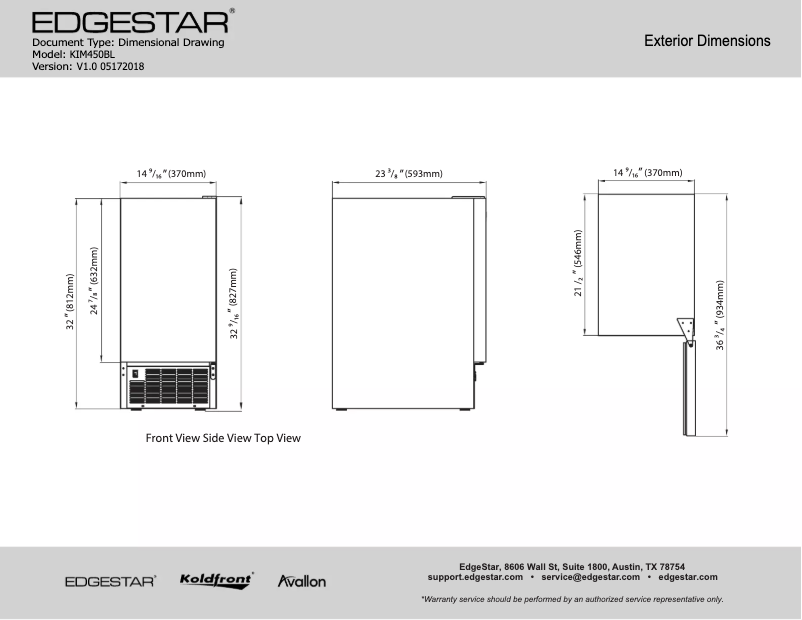 Page 1 de la notice Fiche technique Koldfront KIM450