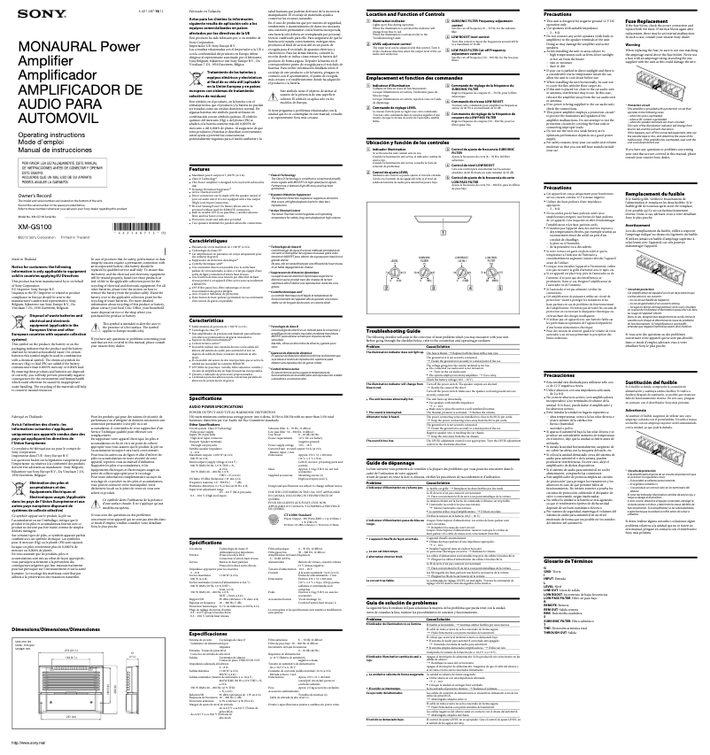 Image de la première page du manuel de l'appareil XM-GS100
