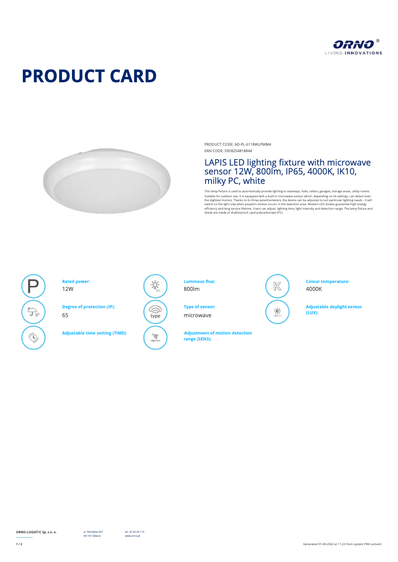 Image de la première page du manuel de l'appareil AD-PL-6118WLPMM4