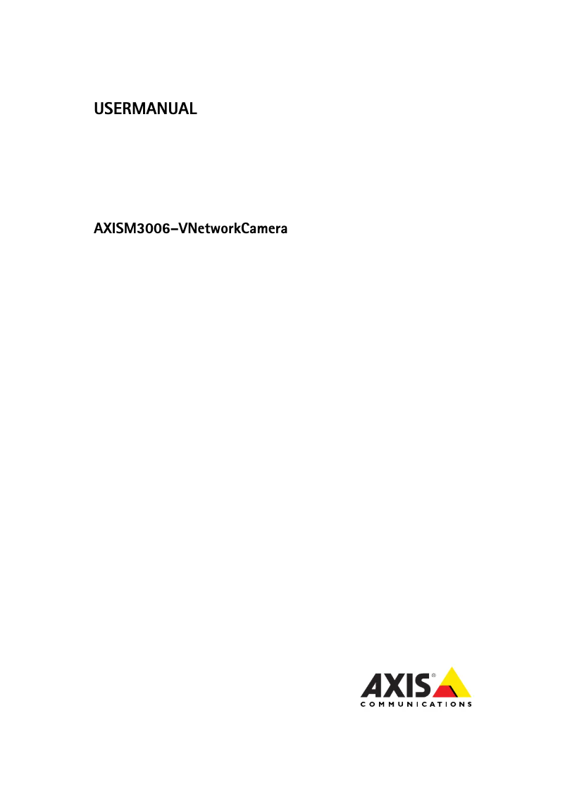 Page n°1 - Manuel utilisateur Axis M3006-V