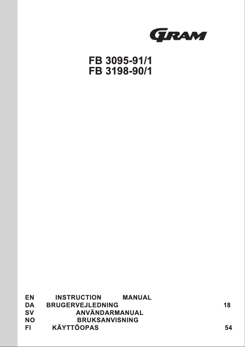 Page 1 de la notice Manuel utilisateur Gram FB 3095-91/1