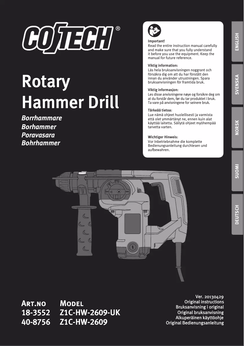 Page 1 de la notice Manuel utilisateur Cotech Z1C-HW-2609