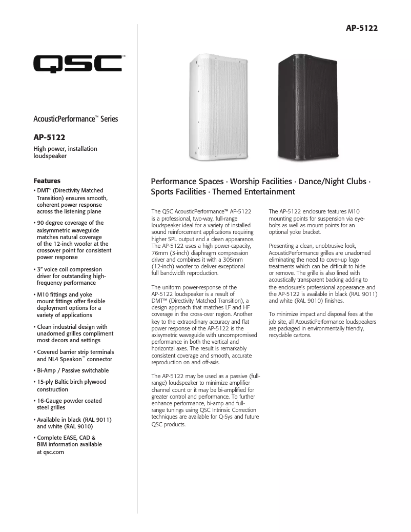 Image de la première page du manuel de l'appareil AcousticPerformance AP-5122