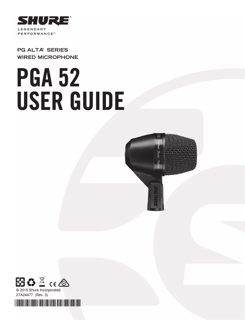 Page n°1 - Manuel utilisateur Shure PGA 52