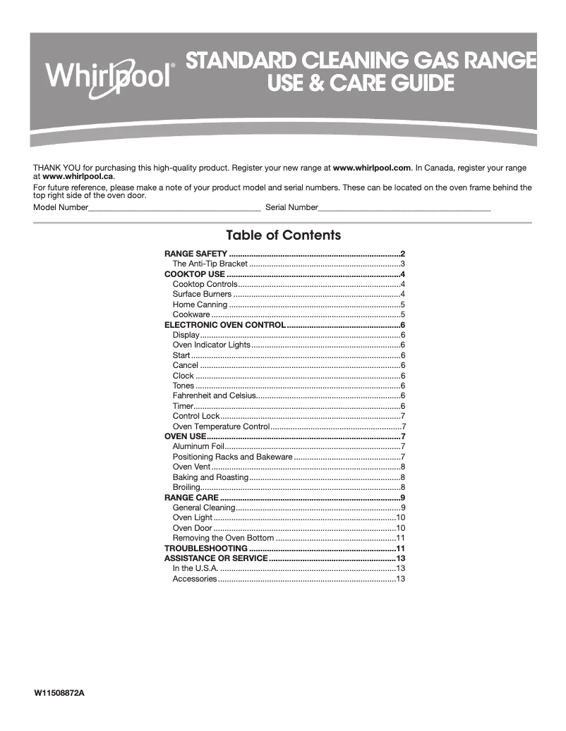 Page 1 de la notice Manuel utilisateur Whirlpool WFG320M0BS