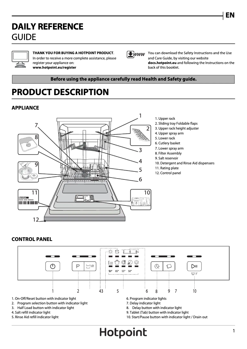 Page 1 de la notice Manuel utilisateur Hotpoint HFC 2B+26 C SV UK