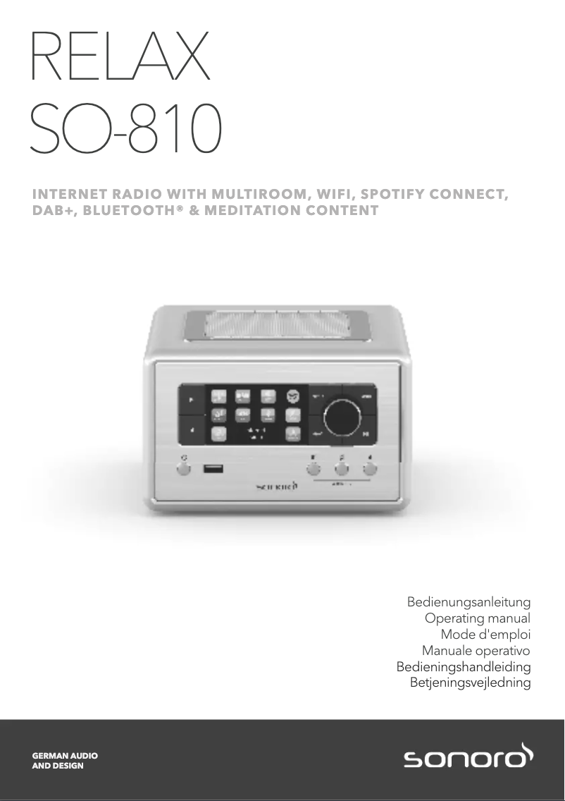 Page n°1 - Manuel utilisateur Sonoro Relax SO-810