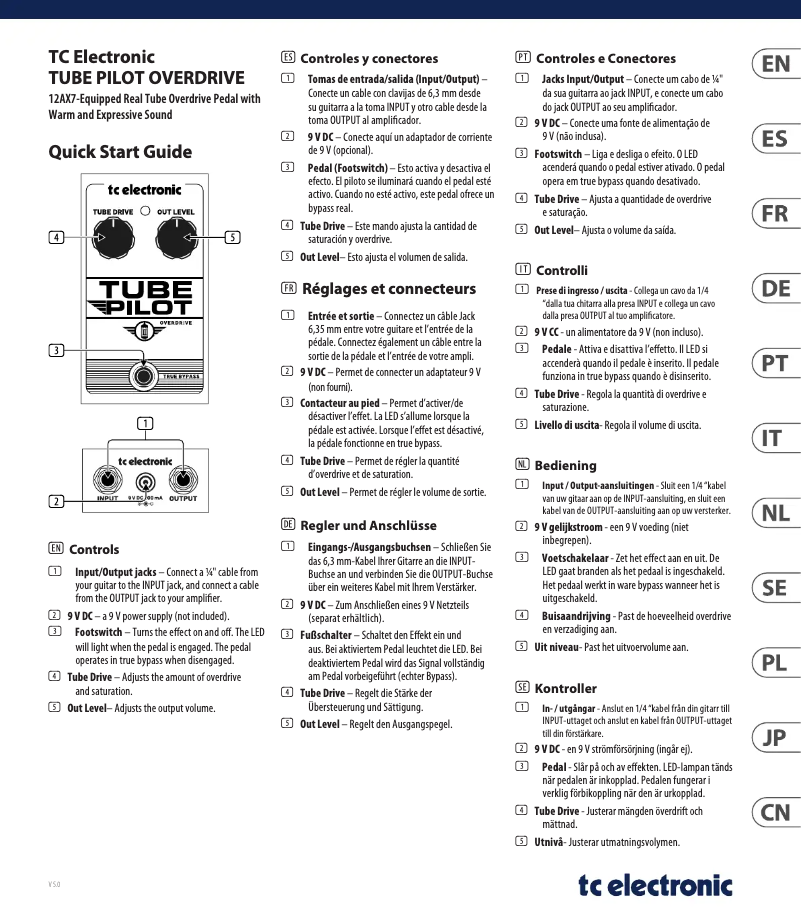 Page 1 de la notice Manuel utilisateur TC Electronic Tube Pilot Overdrive