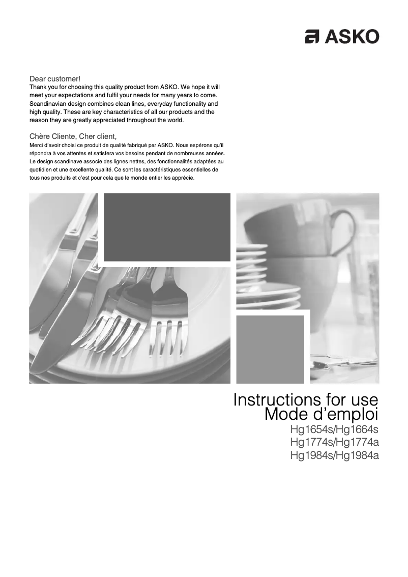 Page n°1 - Guide d'installation Asko HG 1984 SB