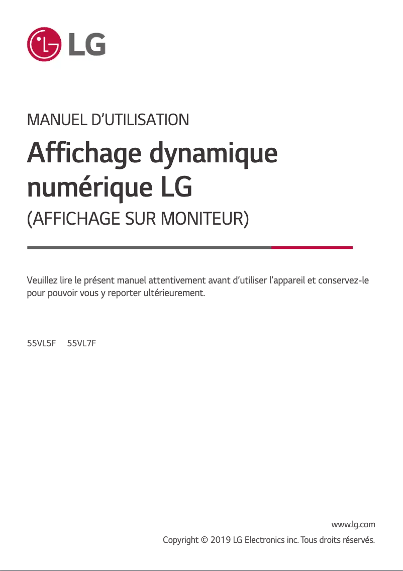 Image de la première page du manuel de l'appareil 55VL5F