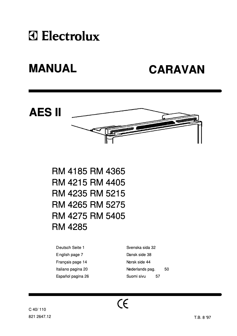 Page n°1 - Manuel utilisateur Electrolux RM 4285