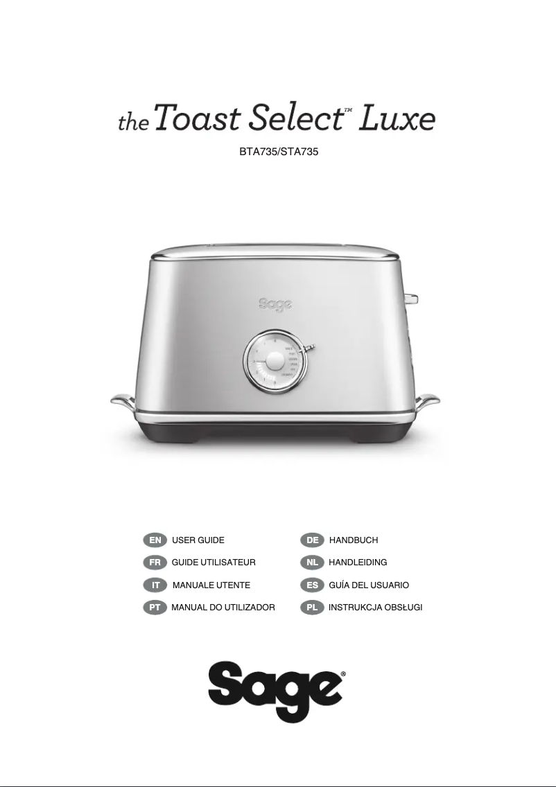 Image de la première page du manuel de l'appareil the Toast Select Luxe STA735