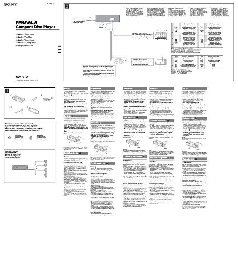 Image de la première page du manuel de l'appareil CDX-GT20
