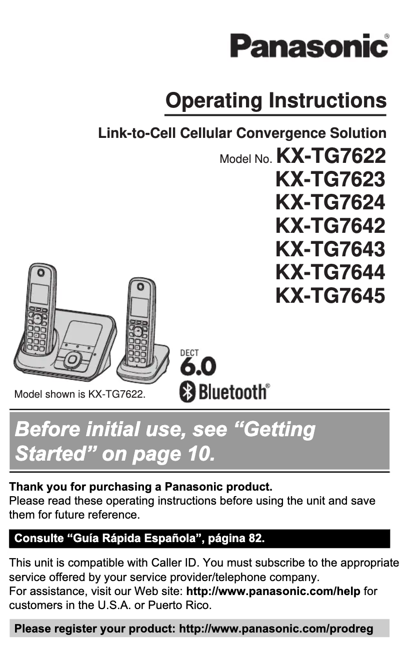 Página 1 del manual Manual de usuario Panasonic KX-TG7643M