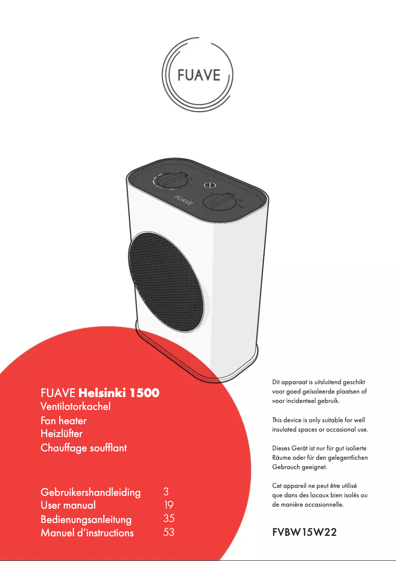 Page 1 de la notice Manuel utilisateur Fuave Helsinki 1500