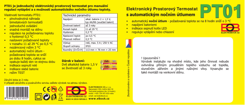 Image de la première page du manuel de l'appareil PT01