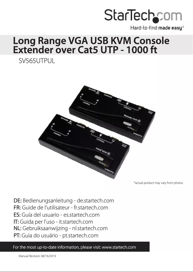 Page 1 de la notice Manuel utilisateur StarTech.com SV565UTPUL