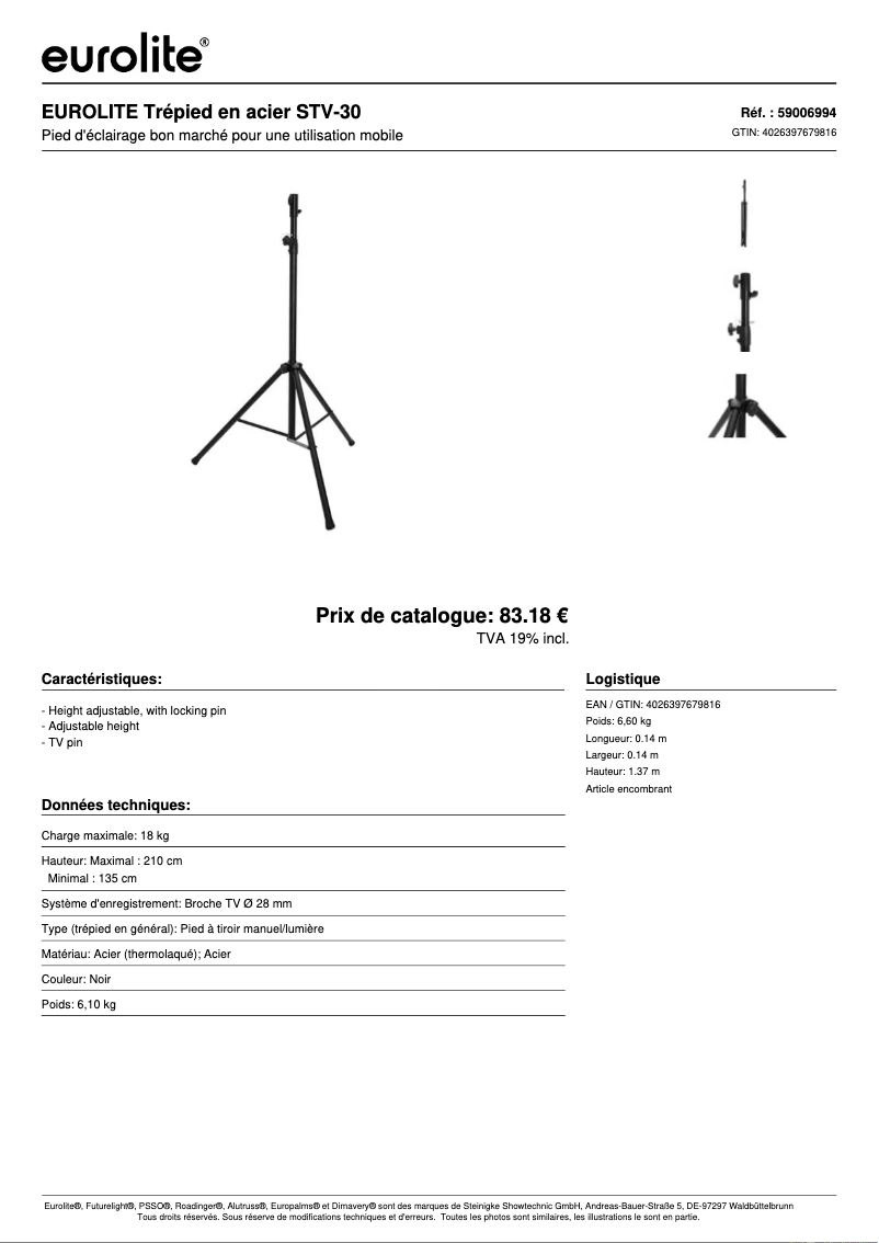 Page n°1 - Fiche technique Eurolite STV-30