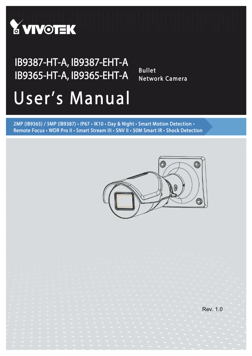 Page 1 de la notice Manuel utilisateur Vivotek IB9365-HT