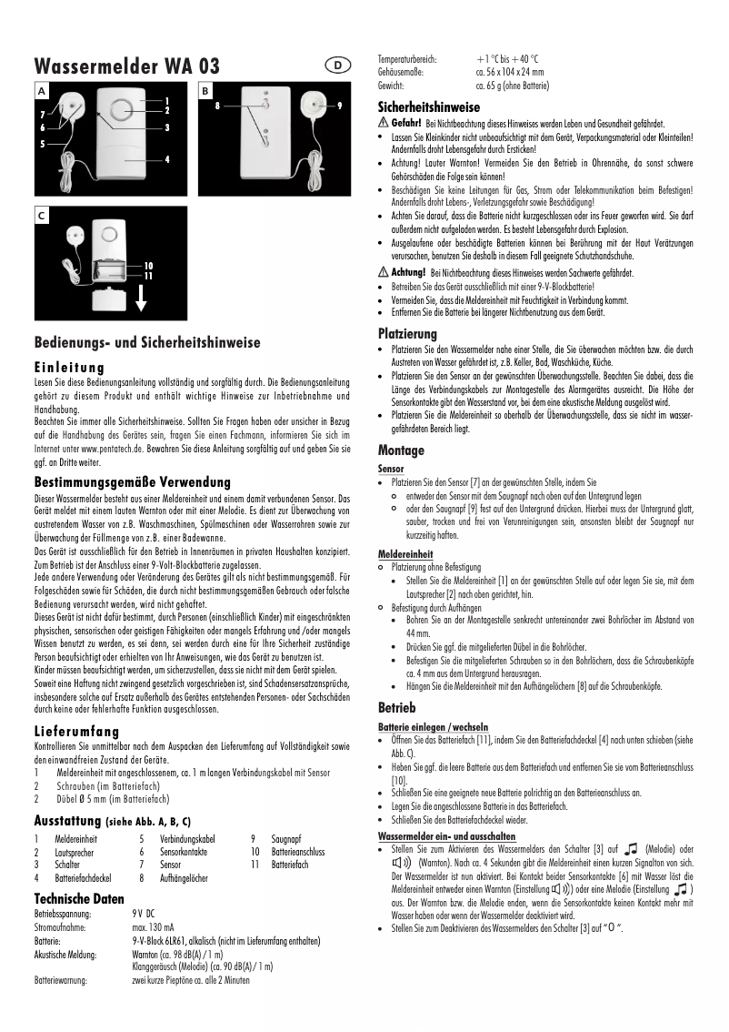 Página 1 del manual Manual de usuario Pentatech WA03