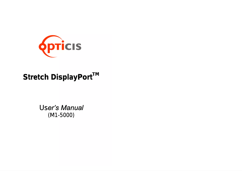 Page n°1 - Manuel utilisateur Opticis M1-5000-50