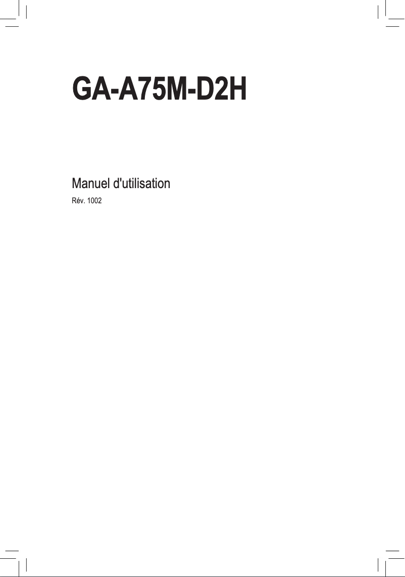 Page n°1 - Manuel utilisateur Gigabyte GA-A75M-D2H