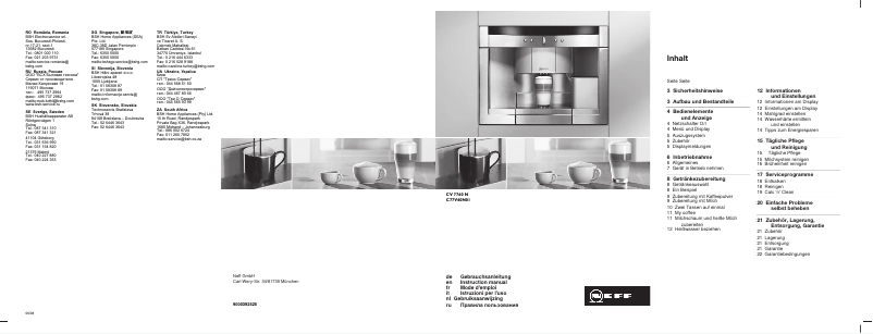 Page 1 de la notice Manuel utilisateur Neff C77V60N01