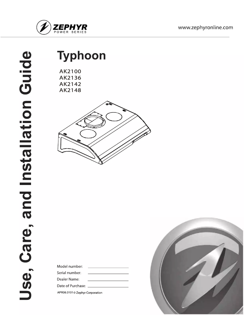 Page n°1 - Manuel utilisateur Zephyr AK2100BS