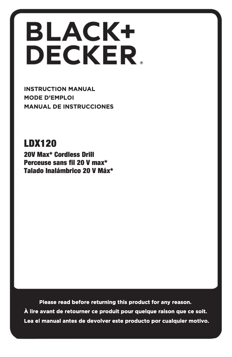 Page 1 de la notice Manuel utilisateur Black & Decker LDX120C
