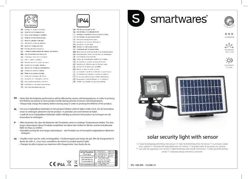 Page 1 de la notice Manuel utilisateur Smartwares SFL-180-MS