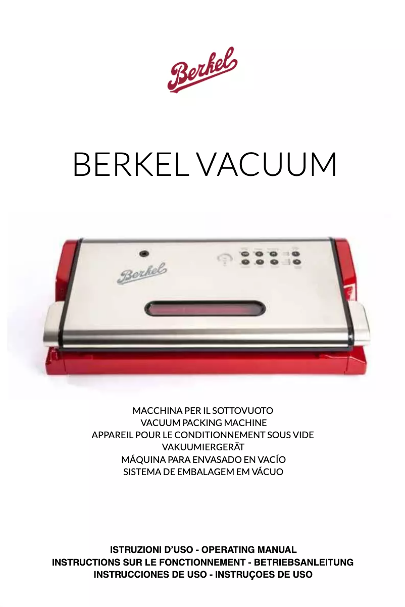 Page n°1 - Manuel utilisateur Berkel Vacuum