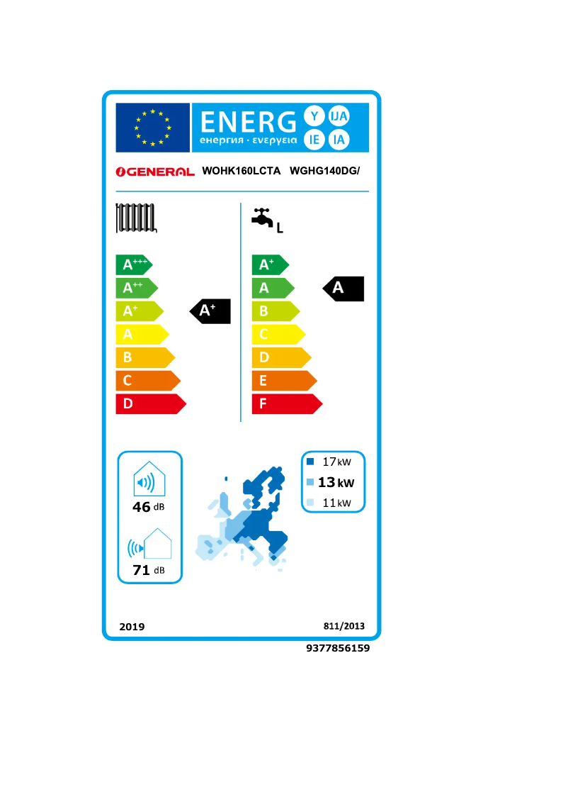 Page 1 de la notice Label énergétique Fujitsu WGHG140DG
