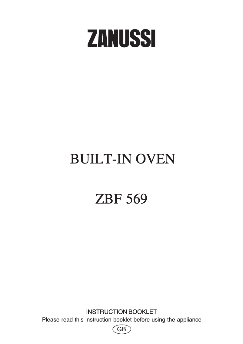 Page 1 de la notice Manuel utilisateur Zanussi ZBF569SW