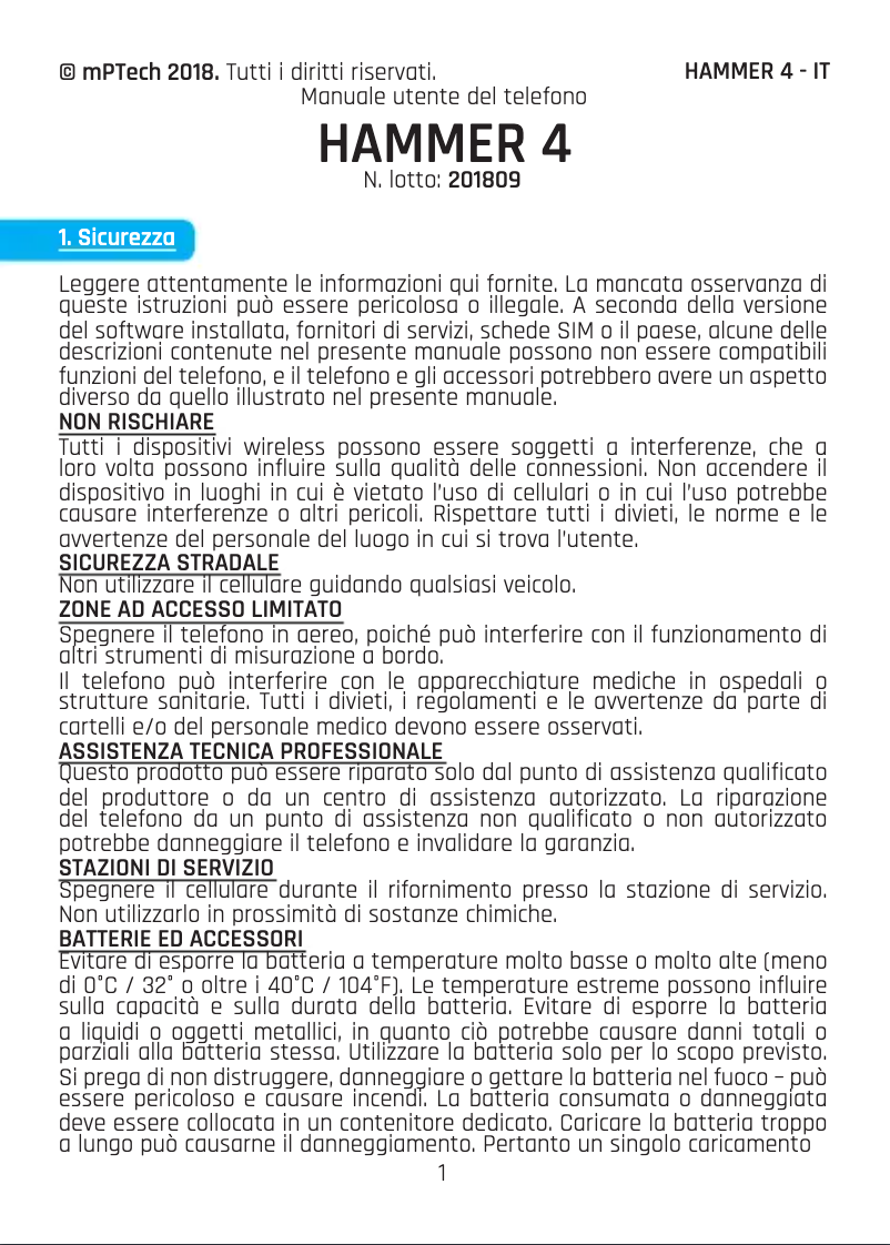 Page 1 de la notice Manuel utilisateur Hammer 4