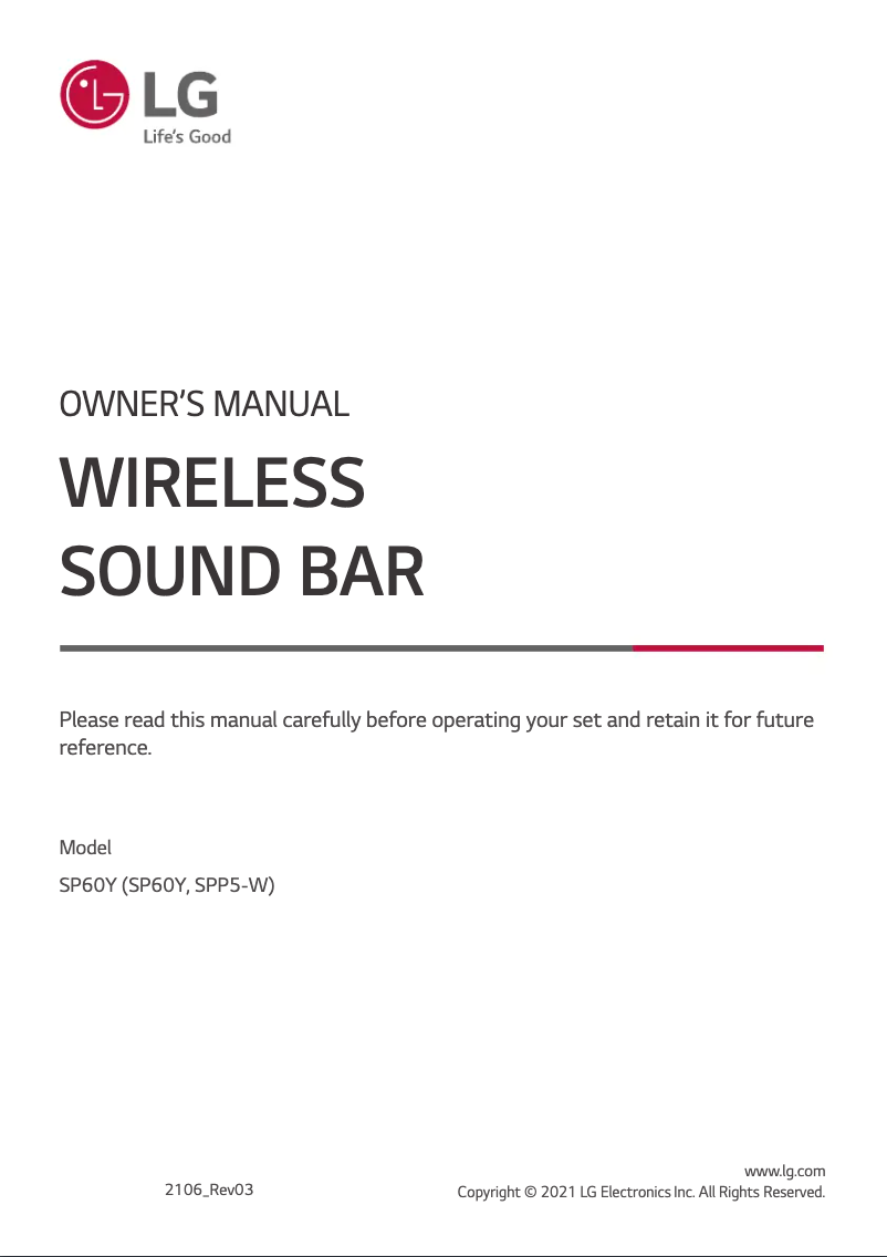 Page n°1 - Manuel utilisateur LG SP60Y