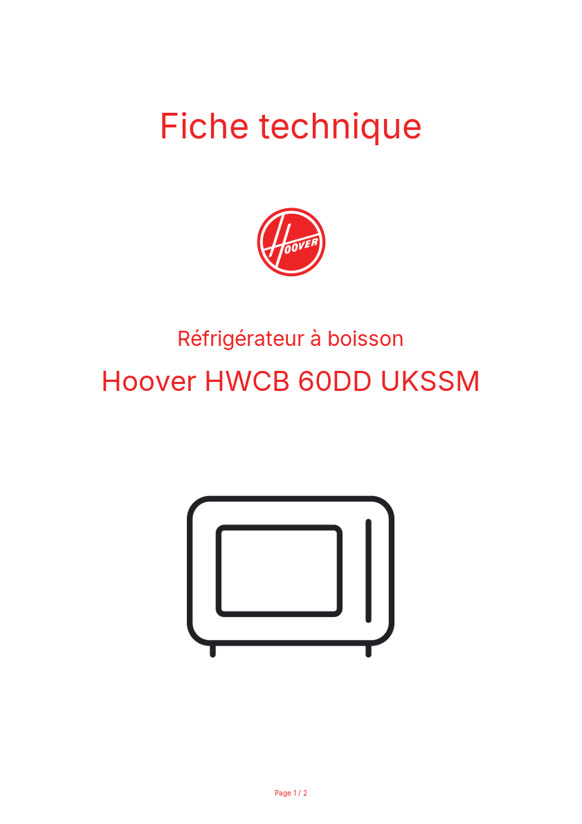 Page n°1 - Fiche technique Hoover HWCB 60DD UKSSM