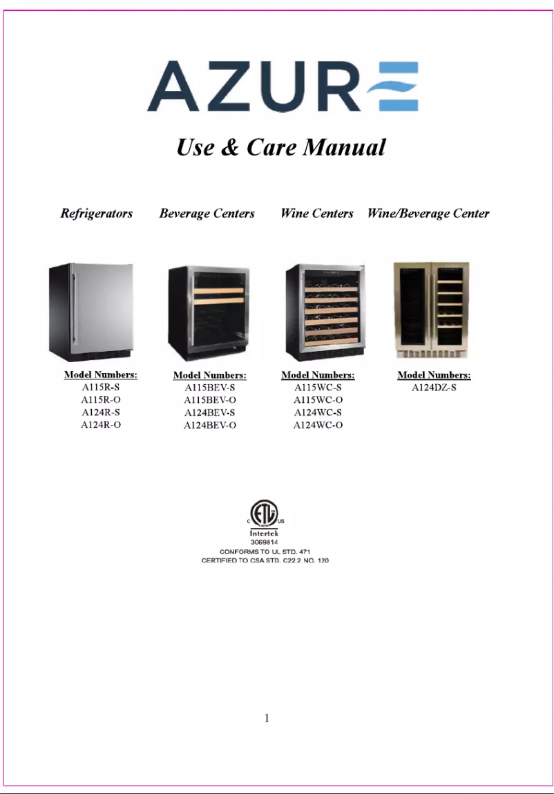 Página 1 del manual Manual de uso y mantenimiento Azure A115R-S