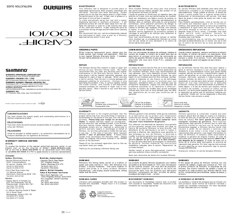 Página 1 del manual Manual de usuario Shimano Cardiff 101